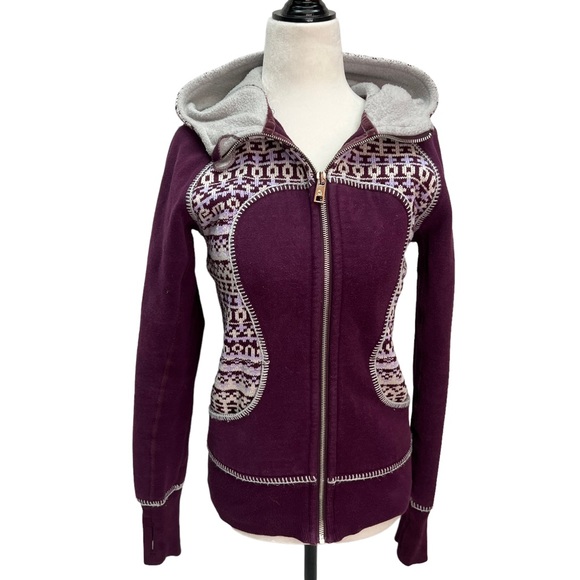 ❤️SOLD❤️Lululemon Special Edition Purple Fair Isle Print Scuba Hoodie Size 6 - Picture 7 of 12